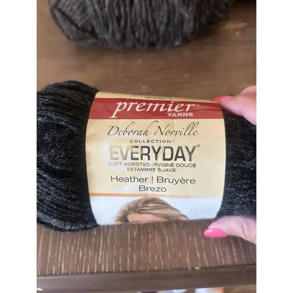 Mixed Lot Of Yarn 5 Skeins Acrylic Blend Gray Black Brown Medium Worsted Yarn